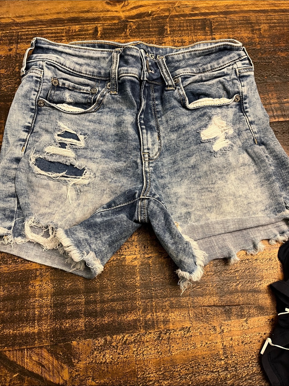 American Eagle Outfitters Light Blue Distressed Denim Shorts